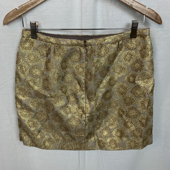 J. Crew Women's Goldenrod Jacquard Mini Skirt Gold Metallic Silk Blend Size 2 - Picture 3 of 5